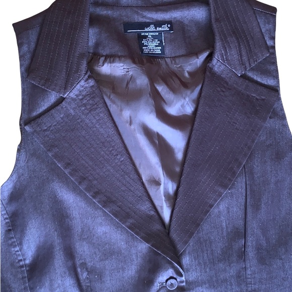 Willi Smith Brown Button Vest Women’s XL Satin Lined Tailored Dressy Career Top - Picture 11 of 11